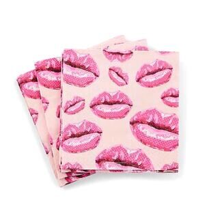 Mackenzie Childs Kiss Me Dinner Paper Napkins 20pc Pink Valentine NEW